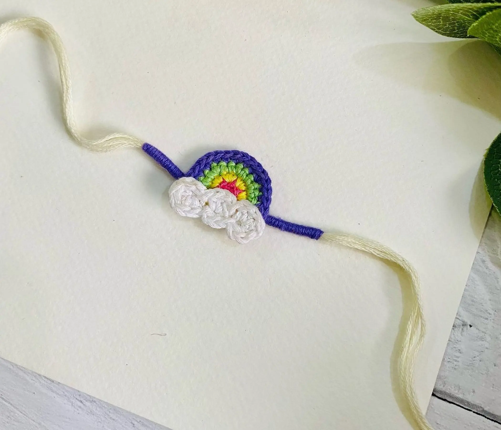 Rainbow & Cloud Handcrafted Kids Crochet Rakhi